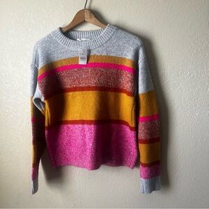 Lou & Grey By LOFT New With Tags Pink Multi Colored Striped Sweater